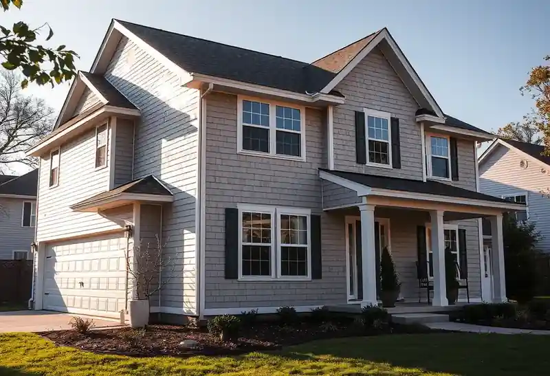 Illustration of house with new horizontal lap siding, as found in 1995-era homes