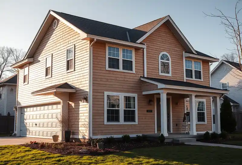 Illustration of house with new horizontal lap siding in a 1995-era home