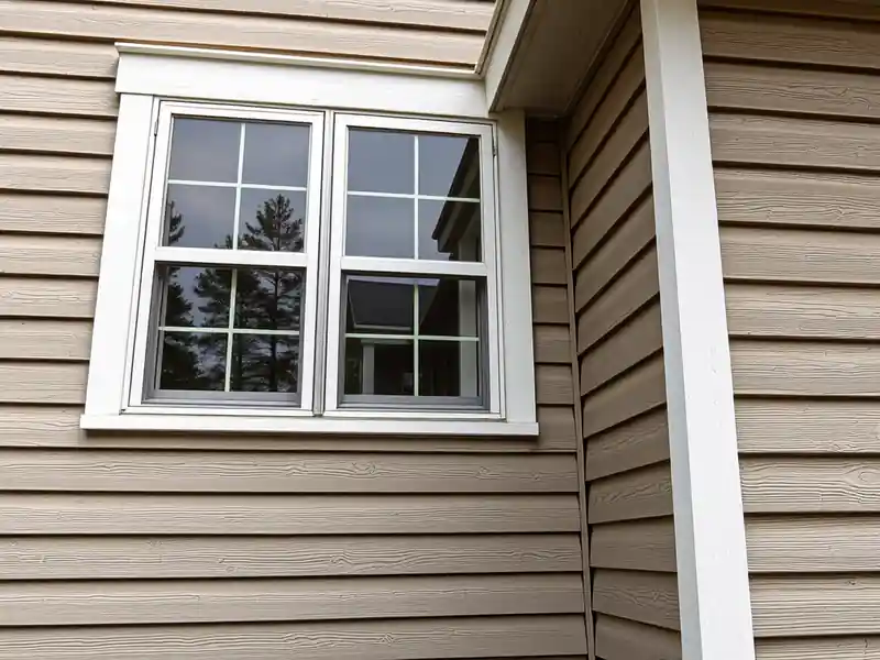 Illustration of close-up of materials and finishes of house with new horizontal lap siding in a 1995-era home