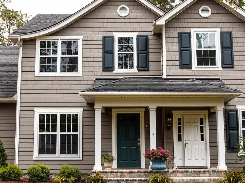 Illustration of a house with new horizontal lap siding and lush greenery.