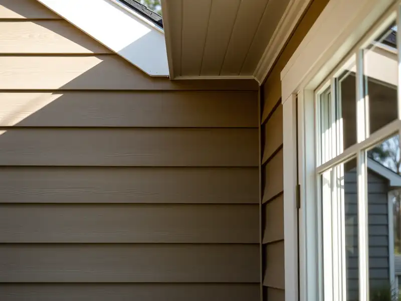 Illustration of house exterior with horizontal lap siding and window frame.